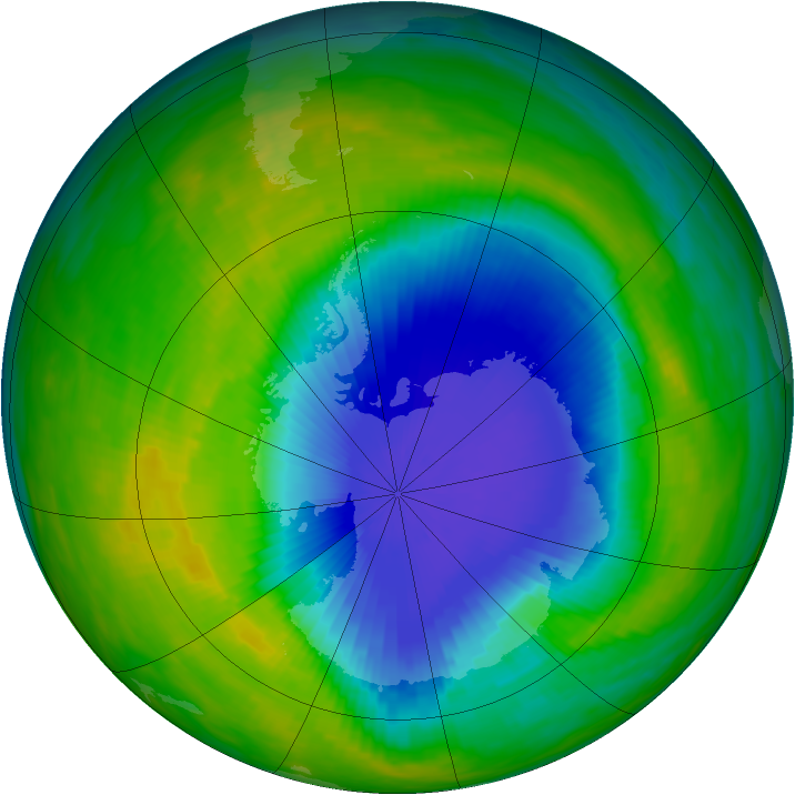 Antarctic ozone map for 01 November 1992